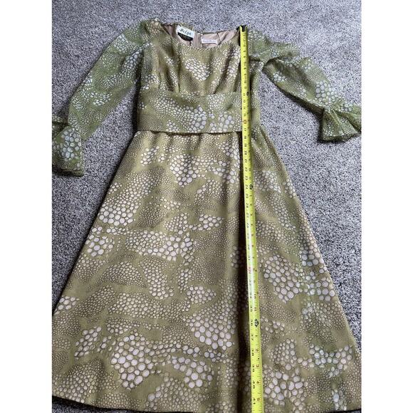 Vintage 60s 70s Vera Hicks Helga Green Yellow Retro Funky Dress Medium Small - Picture 5 of 9